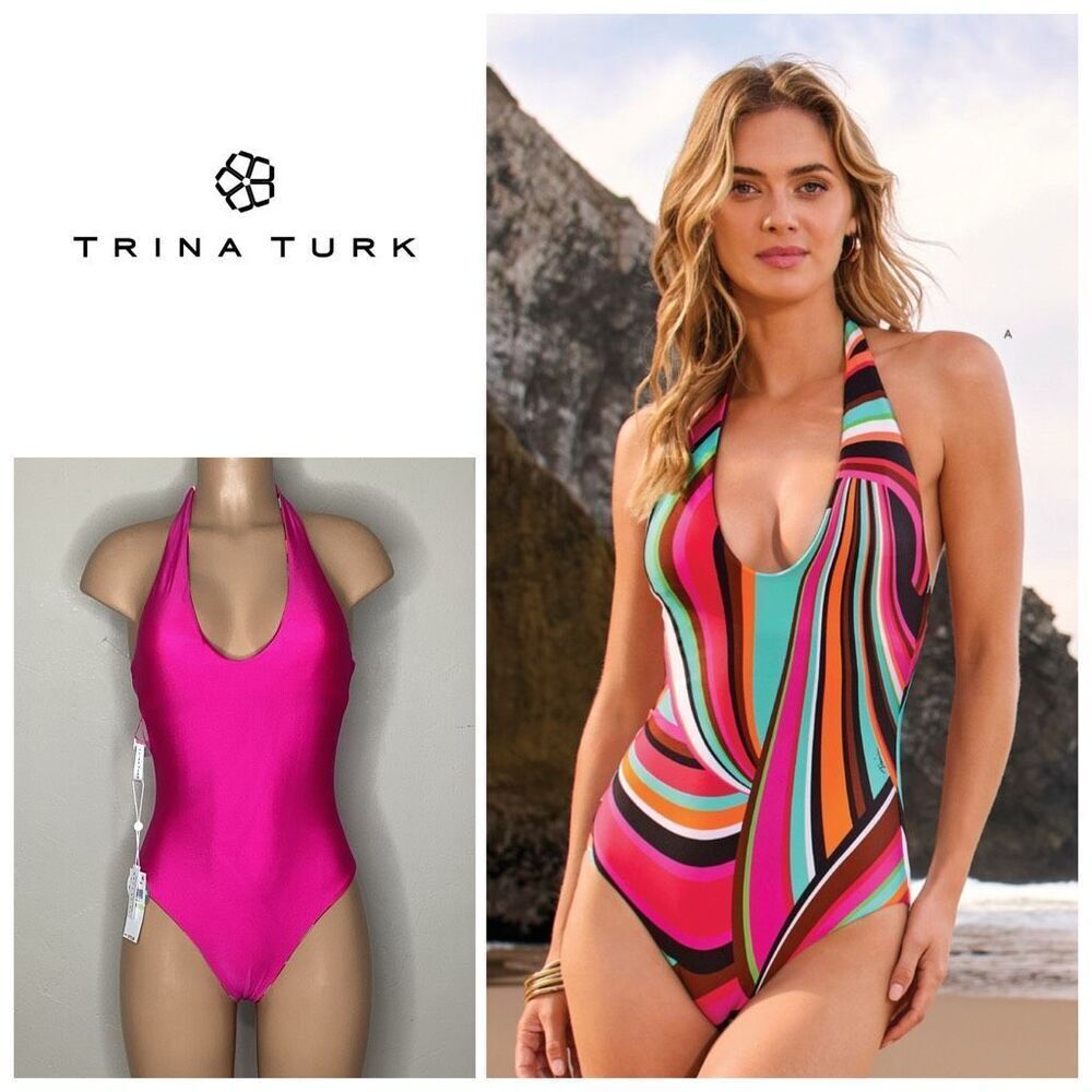 New. Trina Turk plunge reversible swimsuit. 8. Retails $172